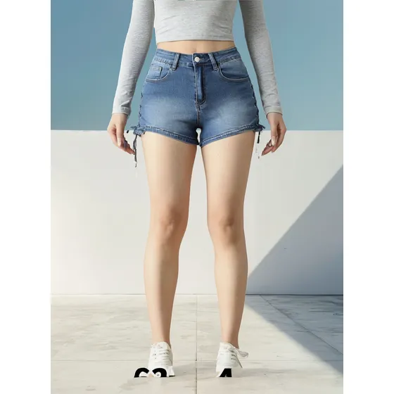 Short Jeans Mujer Full Pushup Tiroalto Elasticado Color Azul