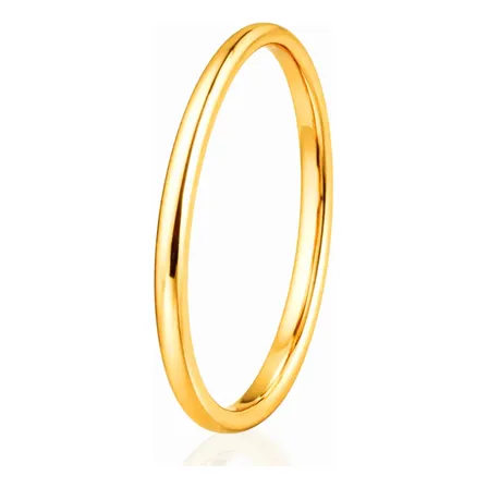Aliança Tungstênio 2mm Ouro 18k Banhada Tradicional Fininha Dourado 16