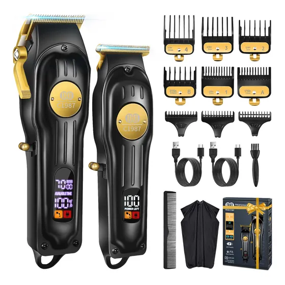 Maquinas Para Cabello Ciicii® Kit De Cortadoras Profesional ,maquinas Para Cortar Cabello 6500rpm,set De Cortapelos Y Recortadora Para Hombre Con Pantalla Led, 9 Peines Guía Y Capa.