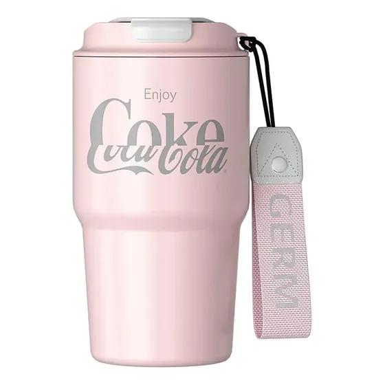 Mug Térmico Germ X Coca-Cola 590ml Rosa, Acero Inoxidable, Doble Pared, Antideslizante