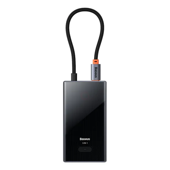 Hub Baseus 6 En 1 Adaptador Usb-c A Usb 3.0 + Hdmi + Pd+rj45 Color Gris Oscuro