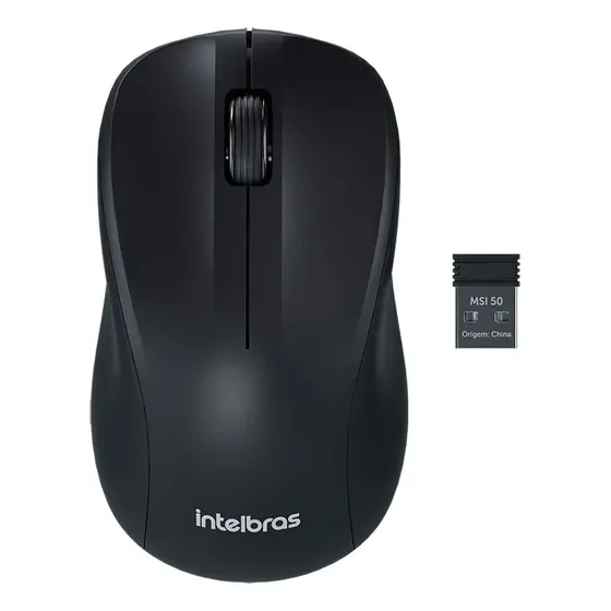 Mouse Sem Fio Intelbras MSI50 1200 DPI Clique Silencioso Preto com pilha inclusa