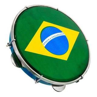 Pandeiro Luen 10 Profissional Pele Bandeira Aro Abs Cor Azul Pandeiro Luen 10 Profissional Pele Bandeira Aro Abs Cor Azul