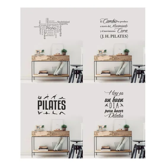 Vinilo Decorativo Frase Pilates Gimnasio Gym Fitnes Textos