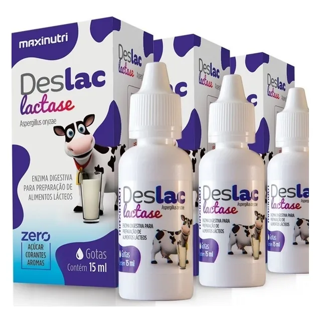 3 Frascos Deslac Lactose Gotas 15ml Maxinutri
