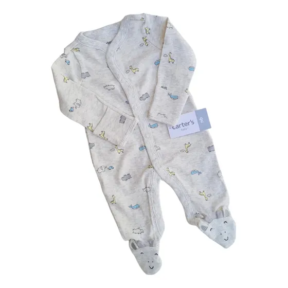 Enterito Pijama Algodón Carters Bebe Gris Animales