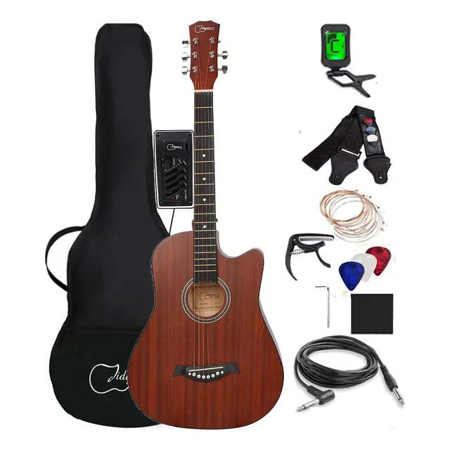 Guitarra Electroacústica Jidyous 6 String 38inyydsmu Para Diestros Marrón Mate