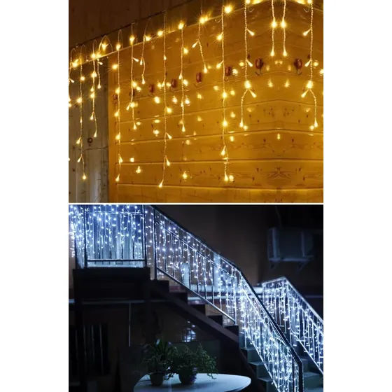 Luces De Navidad Lluvia Cascada 3.4mts 96 Bombillos