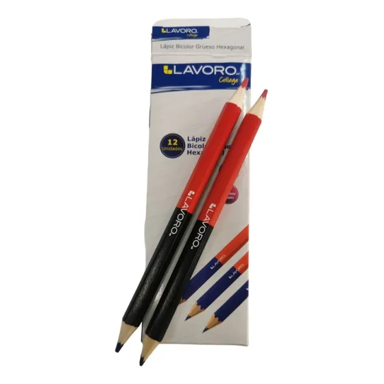 Lapiz Bicolor Grueso Hexagonal Lavoro Pack 2 Unidades