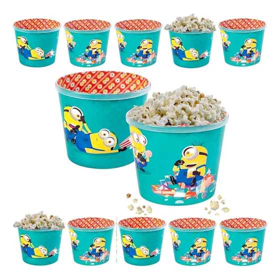 10 Potes De Pipoca Minions 2.1l Festa Infantil Lembrançinha