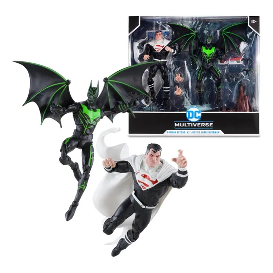 Figura de acción Batman Beyond Vs Justice Lord Superman Pack de McFarlane Toys DC Multiverse