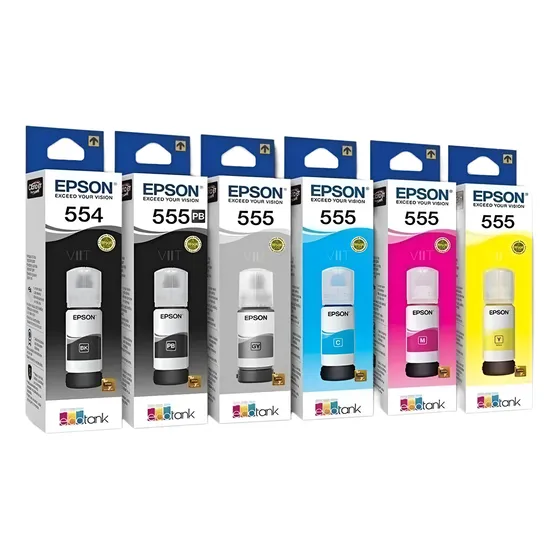 Tinta Original Epson 555 L8180 L8160 Pack 6 Tintas