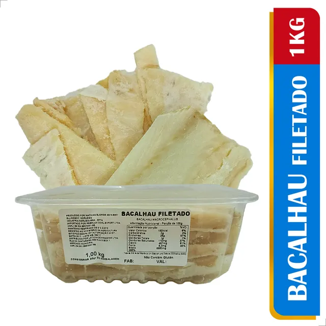 Bacalhau Filetado 1kg (gadus Morhua) 100% Limpo