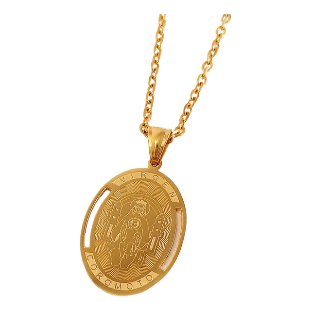 Dije Virgen De Coromoto Con Cadena De  Acero Inoxidable 316l