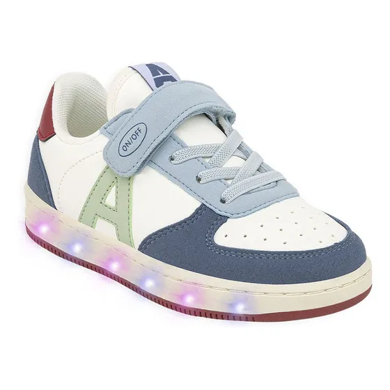 Zapatillas Addnice Boston Blanco/celeste Con Luces 5402