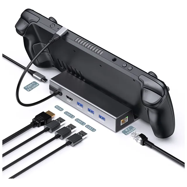 Hub Tipo C 6 En 1 Adaptador 4k Hdmi Vga Usb3.0 Rj45 Pd Sd