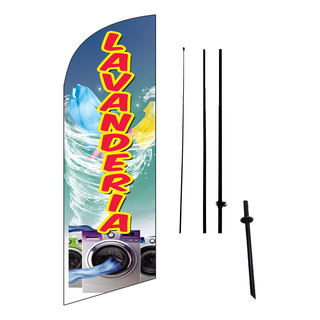 Bandera Publicitaria 3mts Lavanderia #125c Kit Estaca Bandera Publicitaria 3mts Lavanderia #125c Kit Estaca