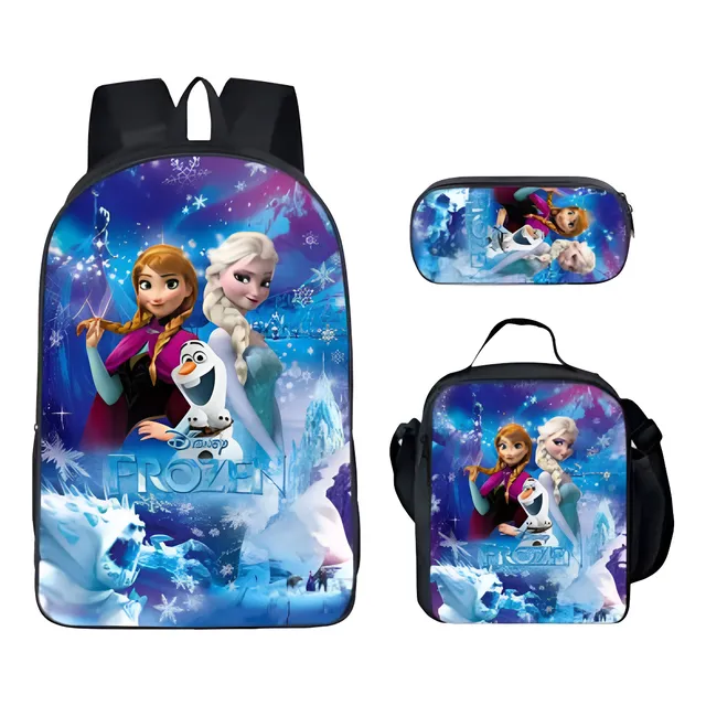 Mochila Frozen Vianda Cartuchera Lunchera Anna Elsa Azul