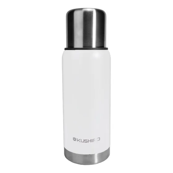Termo Kushiro 750ml Acero doble capa 24hs 3/4 Litro Color Blanco
