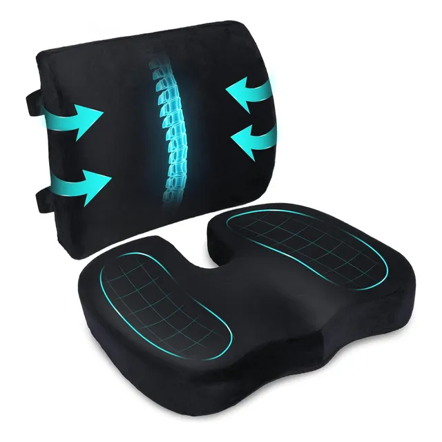 Cojin Asiento Con Soporte Respaldo Lumbar Para Sillas Kit