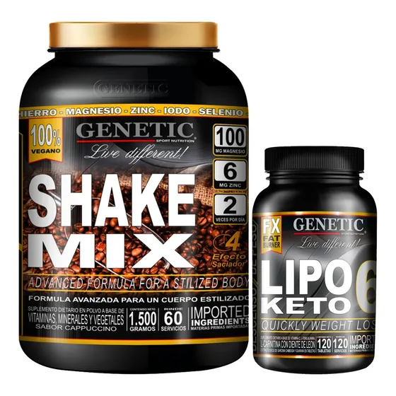 60días Batido Vegano Dieta Shake Mix Quemador Lipo 6 Genetic