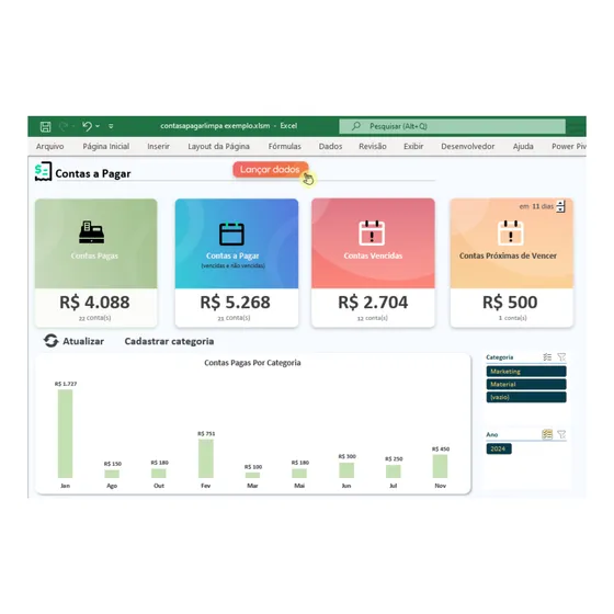 Planilha De Contas A Pagar/receber- Alerta De Vencimento