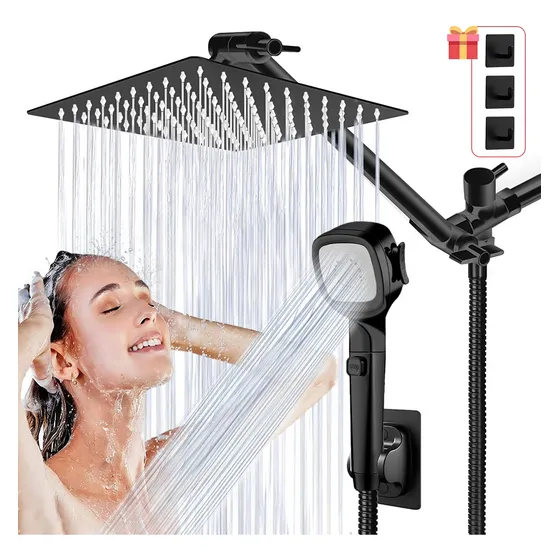 10'' Regadera Cuadrada+ Ducha Acero Inoxidable Alta Presióna