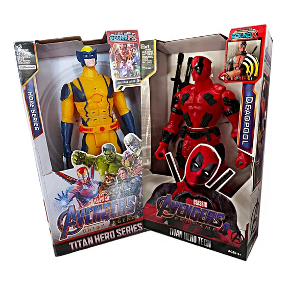 Muñecos Wolverine Deadpool Set 28cm Sonidos Juguete Niños