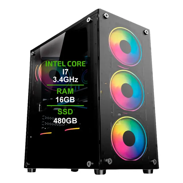Procesador para PC Gamer Intel I7, 3.4 GHz, SSD, 480 GB, memoria RAM, 16 GB, 500 W