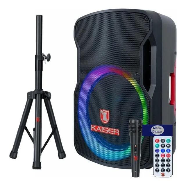 Bocina 15plg Bluetooth Kaiser Msa-7515mx Usb Fm Mic Tripie Negro