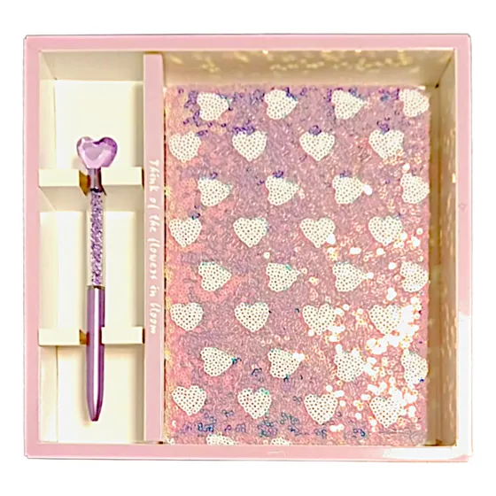 Diario Intimo Con Lapicera Rosa Corazones 2025