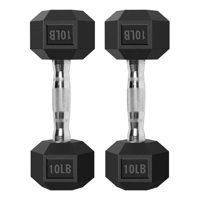 Mancuerna Hexagonal Goma Para Fitness Asa Ergonomica 5