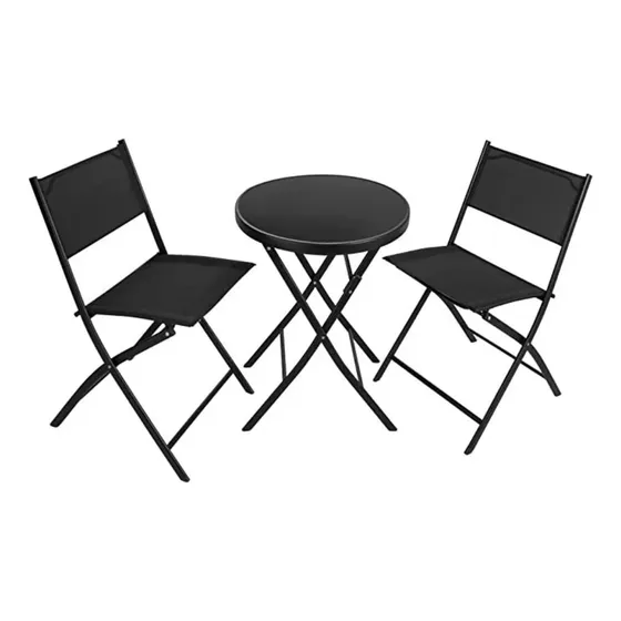 Set De Jardin Malaga 1mesa +2 Sillas Negro La Sensación
