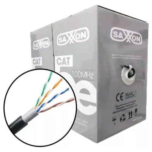 Bobina Saxxon Utp Cca , Cat5e, Color Negro, Exterior