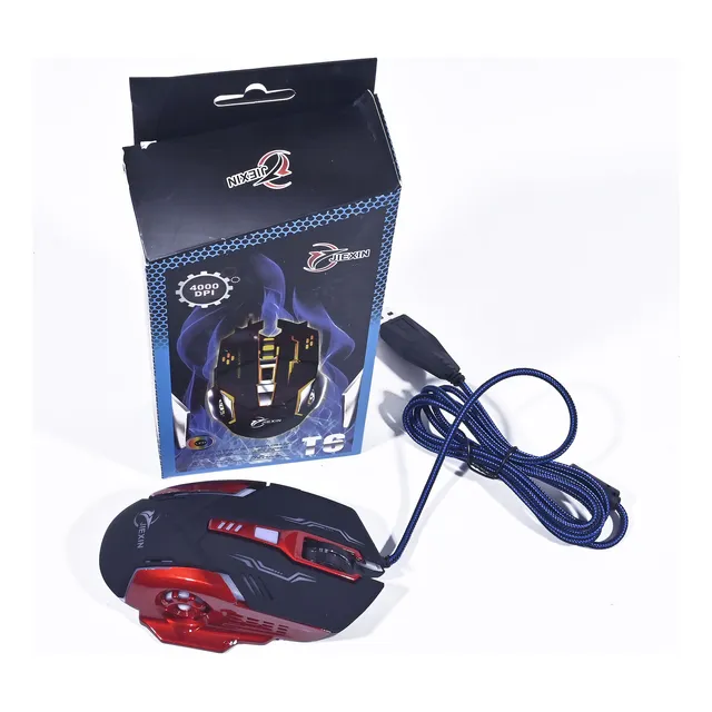 Mouse Gamer Con Luz Rojo Y Negro - Goldin Papelería