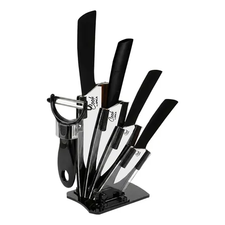 Cuchillos De Ceramica Set De 6 Piezas COOK BY SPICA SDCH-10 Mango Silicona Acrilico Color Negro
