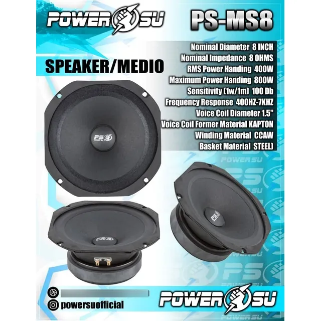 Medio Sellado Power Su 8 Pulgadas 800 Watts 