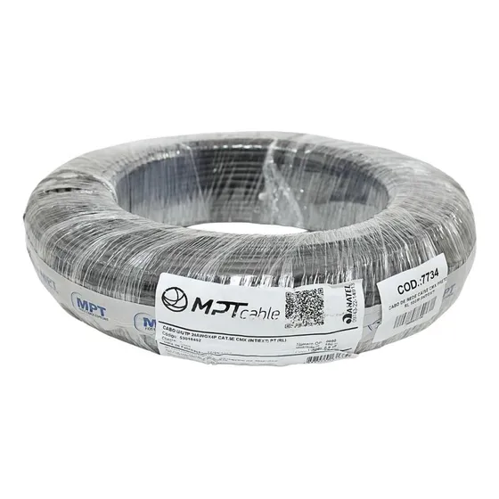 Cabo De Rede Externo Cat5e Cmx Preto Mpt 100 Metros