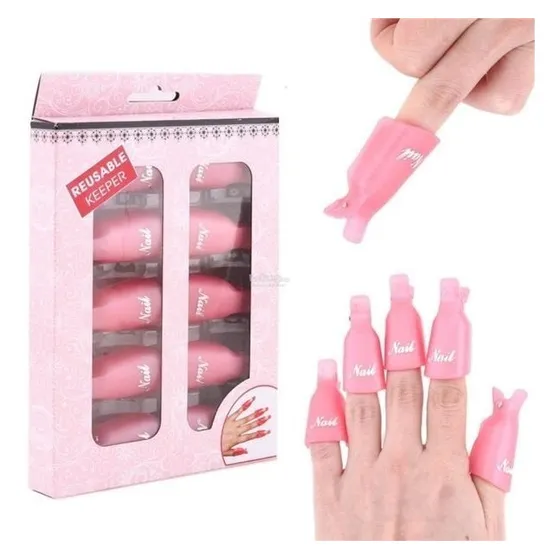 Kit 10 Pinzas Reusables Remover Acrilico Uñas Manicure 