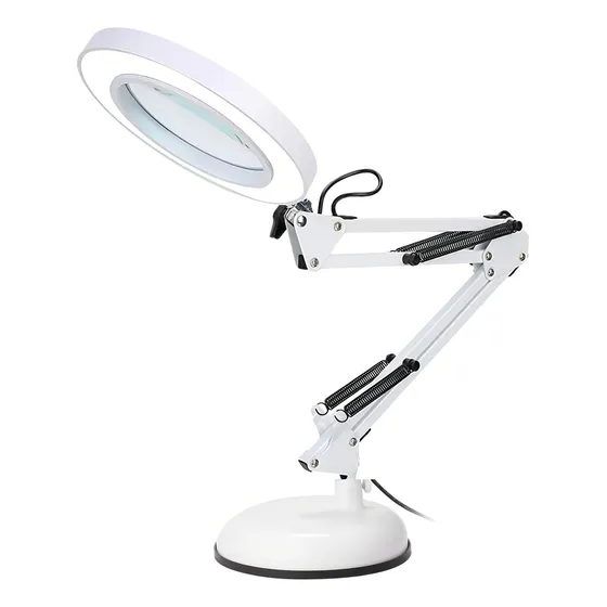 Luz Genérica Lupa Luminária LED color blanco silver con pantalla color white 220V 40cm x 15cm x 15cm de diámetro