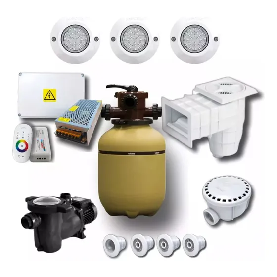 Kit Pileta Hormigón Vulcano: Bomba Filtro Luces Accesorios