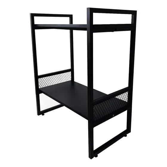 Mesa Aparador Cantinho Café Estilo Industrial Ferro Madeira Cor Preto