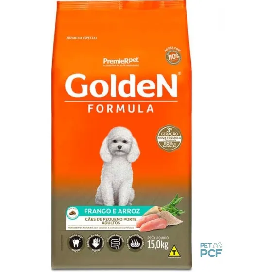 Golden Formula cães adultos de pequeno porte frango e arroz 15kg