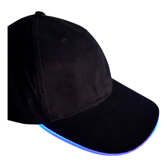 Gorra Visera Luminosa Color Negro Con Led Azul