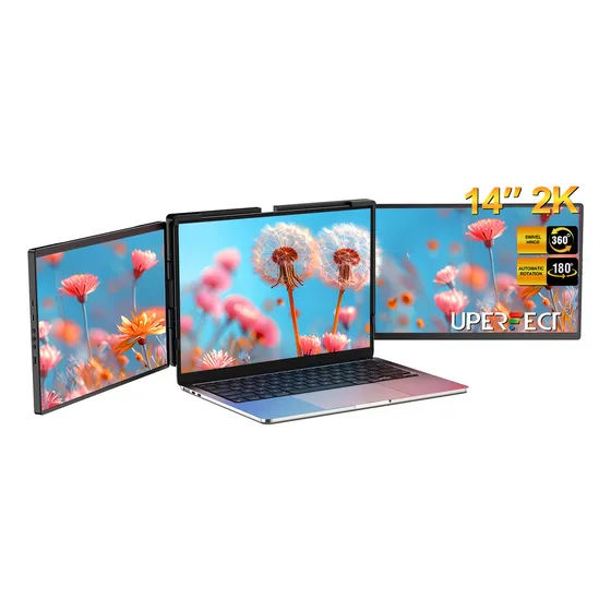 14 Polegadas Uperfect Monitor Triplo 2k Qhd Extensor De Tela Para Laptop Usb-c Hdmi,extensor De Monitor De Laptop Plug-play Para Pc Gamer Tela Tripla Para Mac/windows, Alto-falantes Duplos Embutidos
