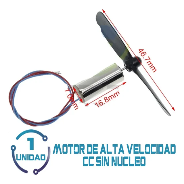 1 Motor De Alta Velocidad Cc Sin Núcleo Con Hélice 7*16mm