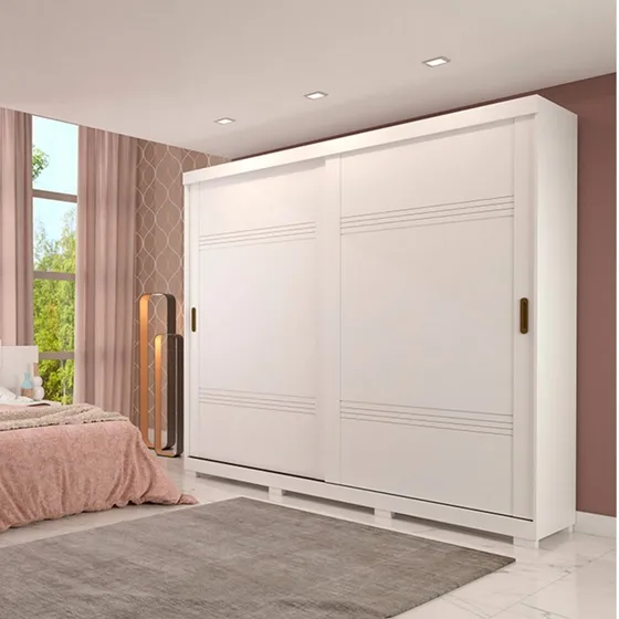 Guarda Roupa Casal 2 Portas De Correr E Pés 243cm 100% Wt