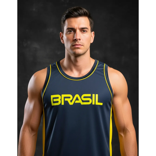 Regata Masculina Dry Fit Brasil Treino Regata Masculina Dry Fit Brasil Treino