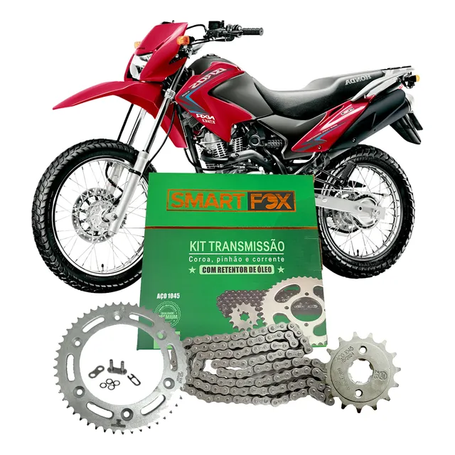 Kit Relação Nxr 150 Bros Transmissão Com Retentor Reforçada
