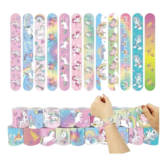 Pack 12 Pulseras Slap Infantil, Sorpresas De Cumpleaños